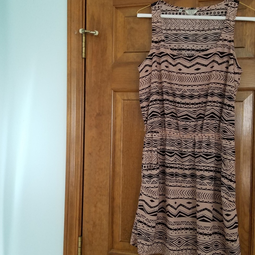 Guess Dusty Rose/Black Patterned Sun Dress